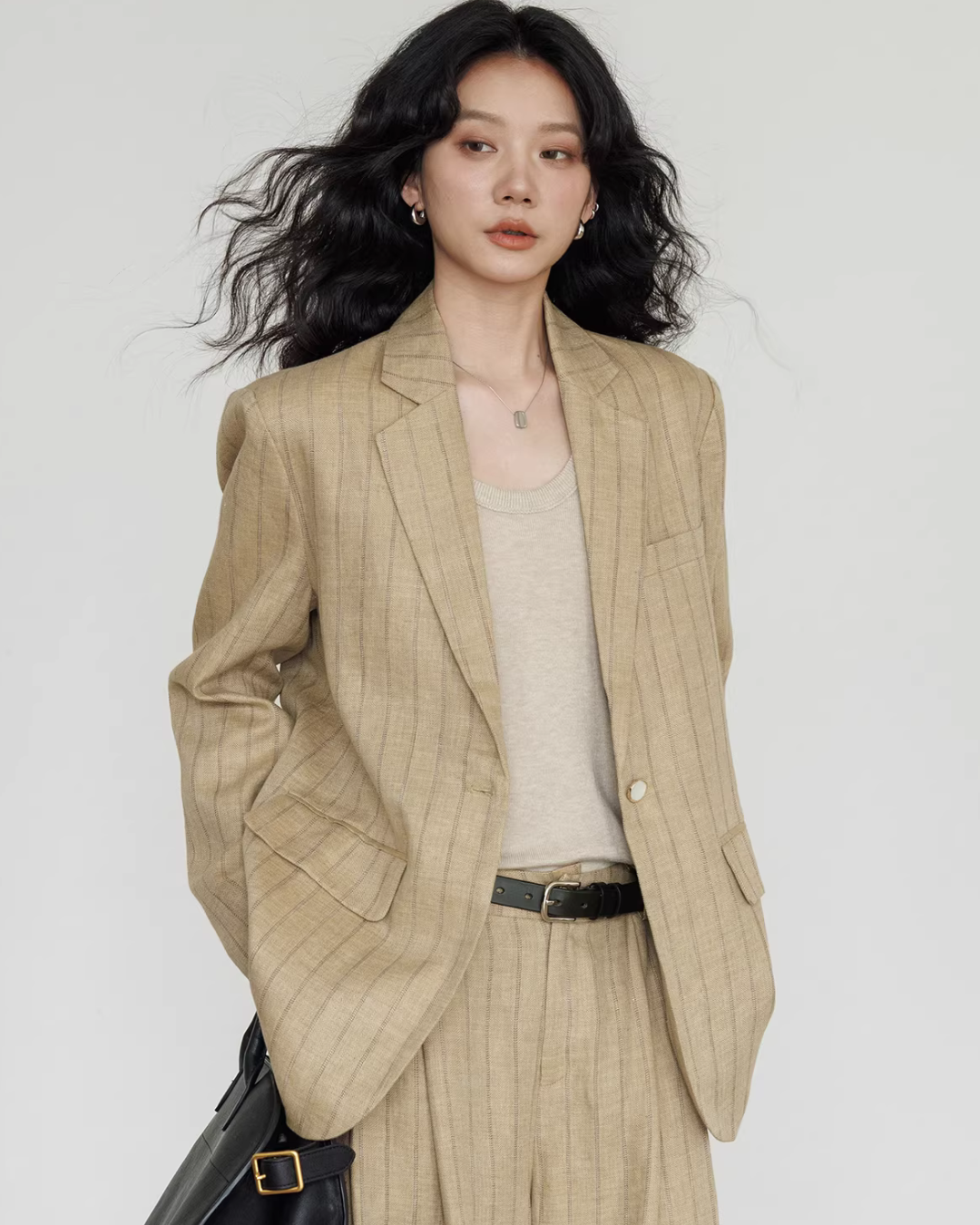 Stripe Design Blazer Jacket / Casual Wide Pants VAS0189