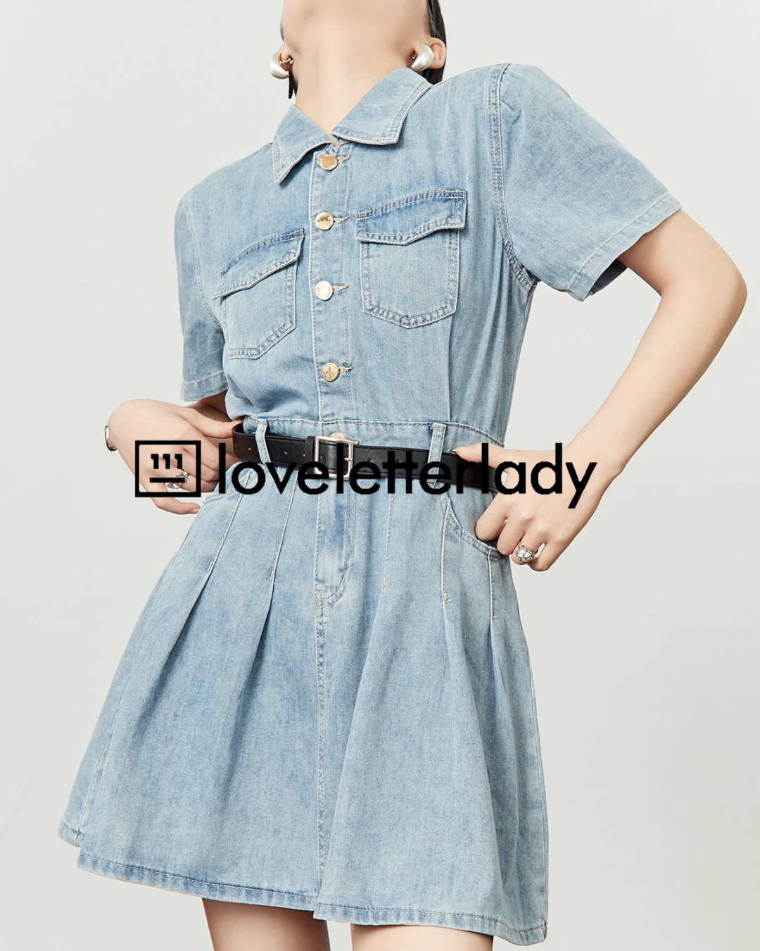 Denim Shirt Flare Dress LLA0508