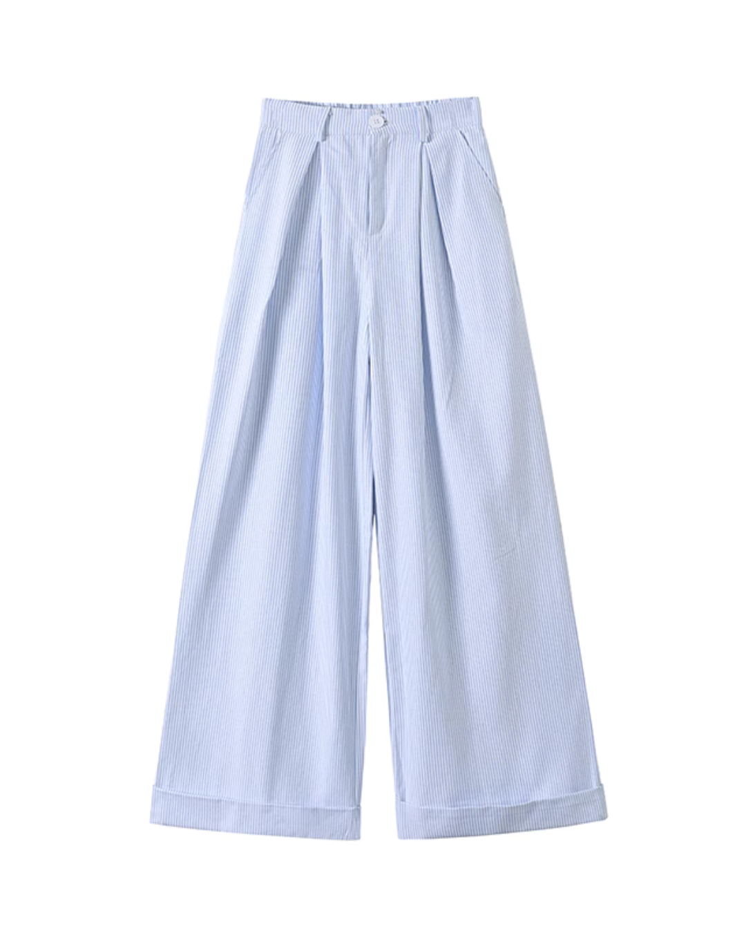 Blue Halter Top / White Tops / Striped Wide Pants WEO0051