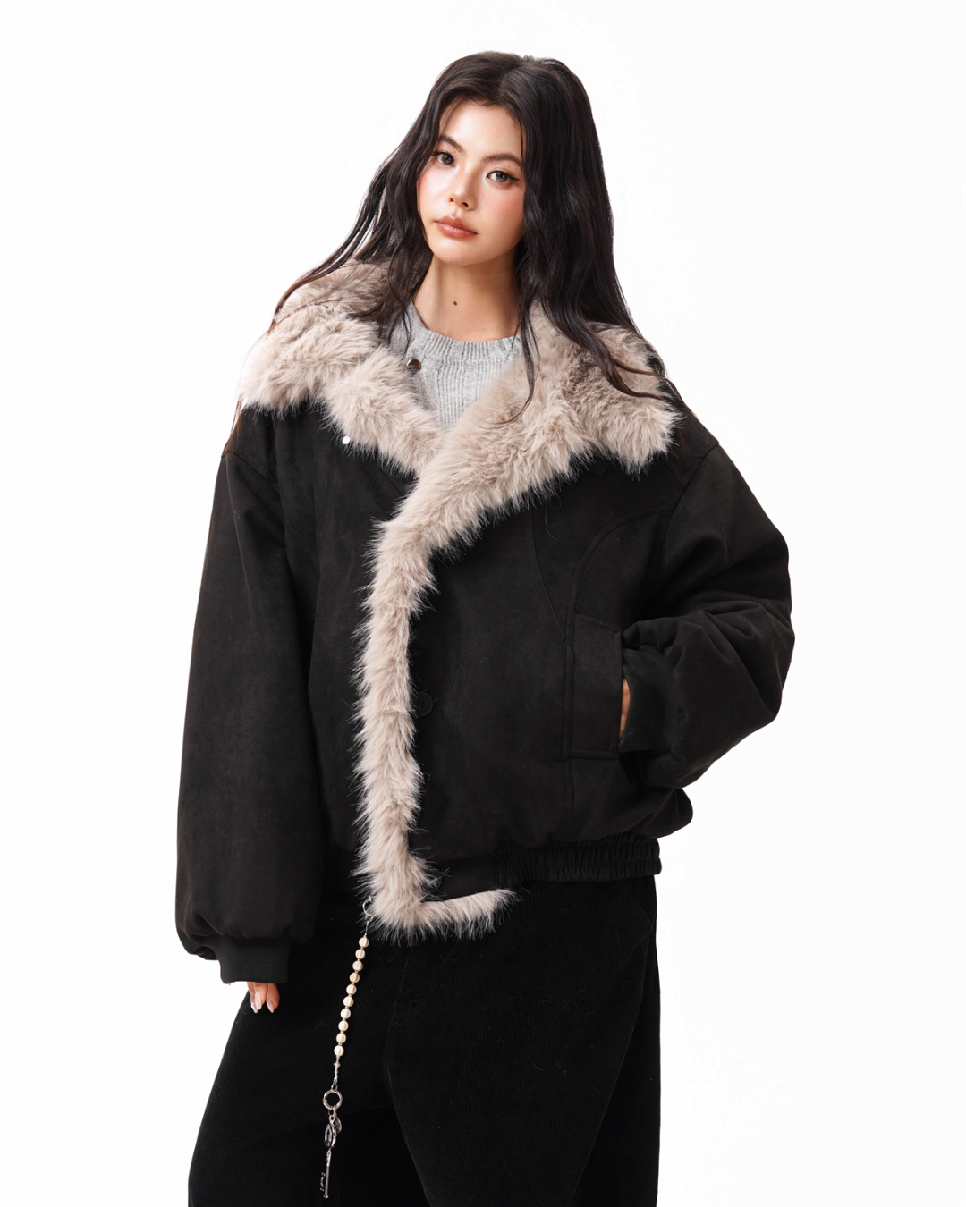 Fur Collar Suede Jacket BWA0002