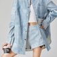 Denim Long-Sleeve Shirt / High-Waisted Shorts FER0076