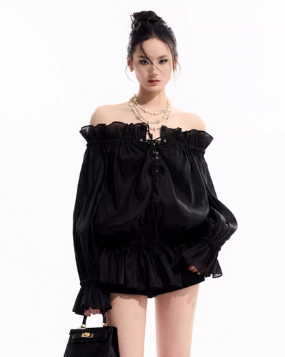 Off Shoulder Chiffon Top TUW0003
