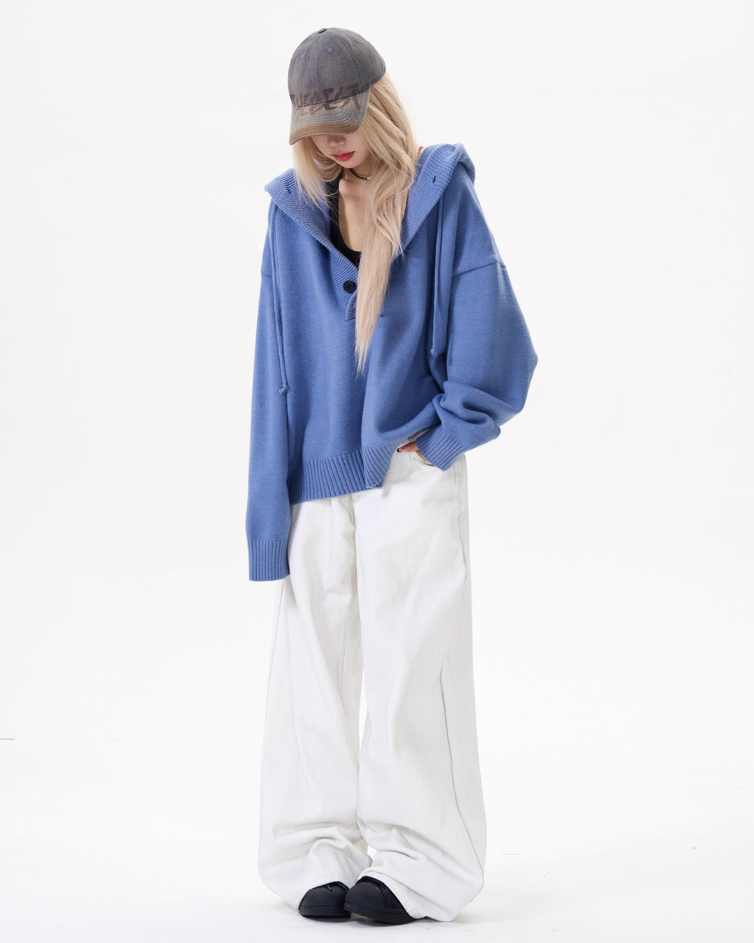 Half-Button Knit Hoodie MAD0015