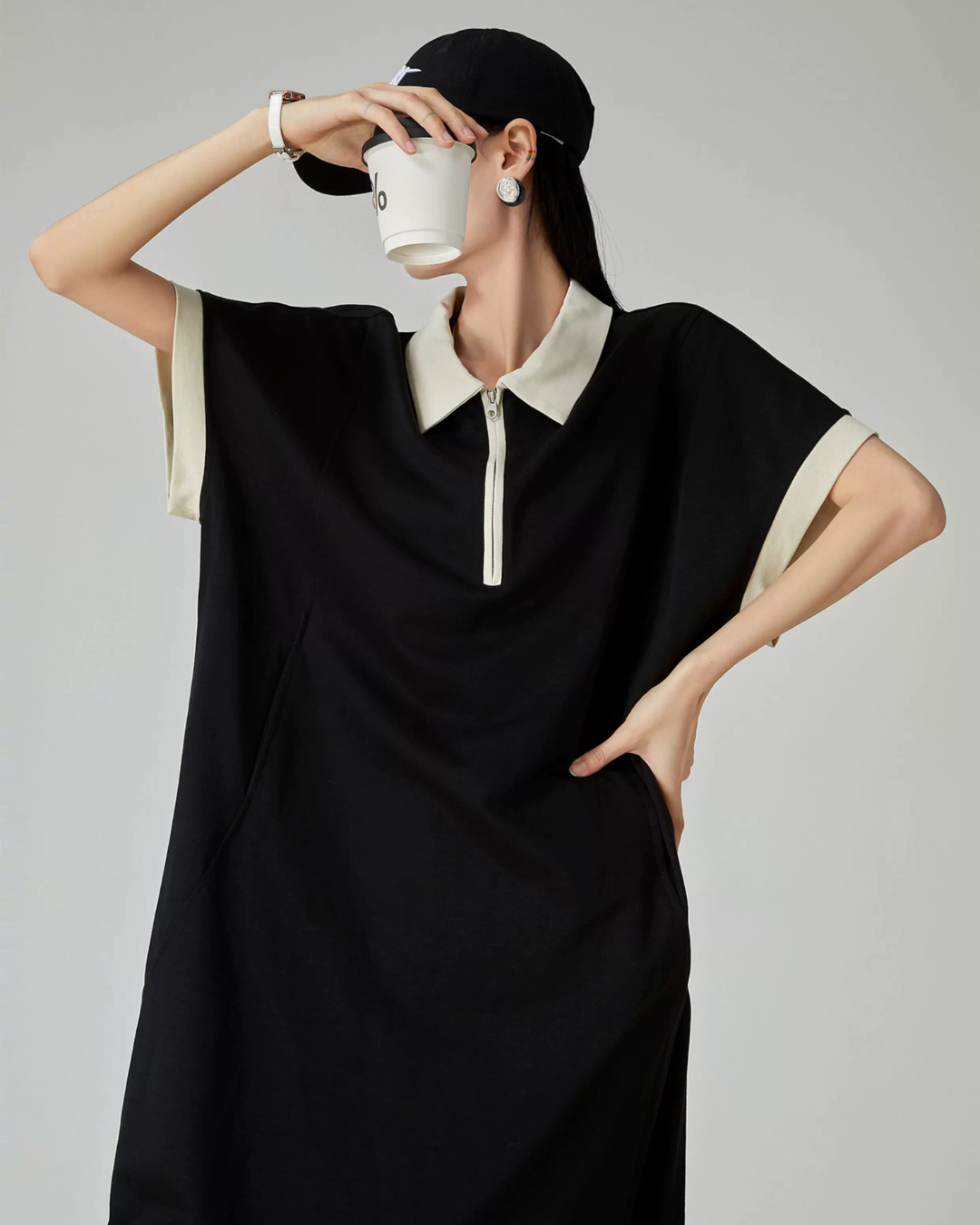 Bicolor Polo Mini Dress FER0122