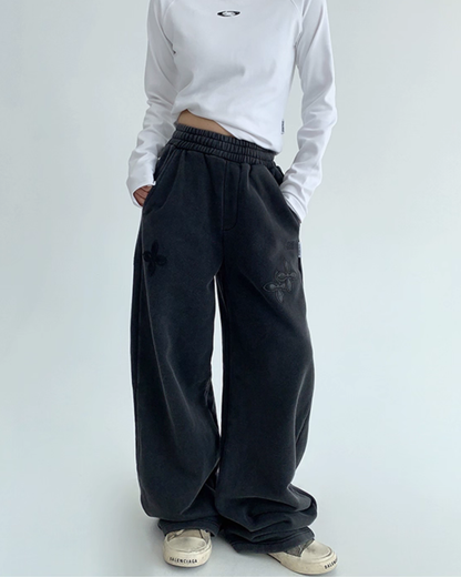 Flower Motif Sweatpants YLS0966