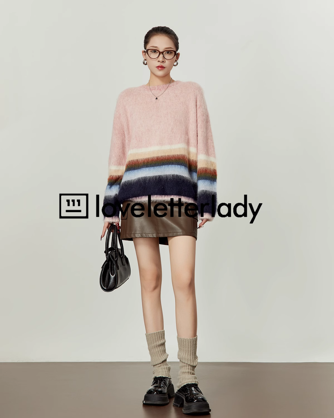 Pastel Striped Pullover Crewneck Knit LLA0391