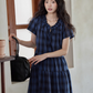 Checkered Long Flare Dress SMS0024