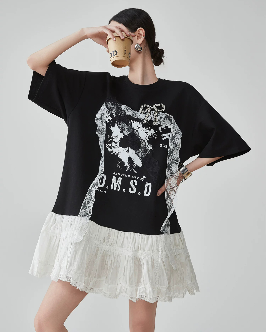 Lace Docking T-Shirt Dress FER0188