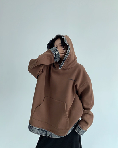 Layered-Style Sweatshirt Hoodie YLS0954