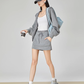 Gray Sequin Hood Jacket / A-Line Half Skirt  FER0039