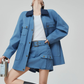 Blue Turn Collar Jacket / Work Skirt FER0376