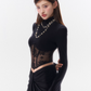 Lace Spliced ​​Waist Long Sleeve Top HID0004