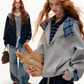 Plaid Patched Hood Jacket / Long Sleeve Top / Denim Pants ASG0048