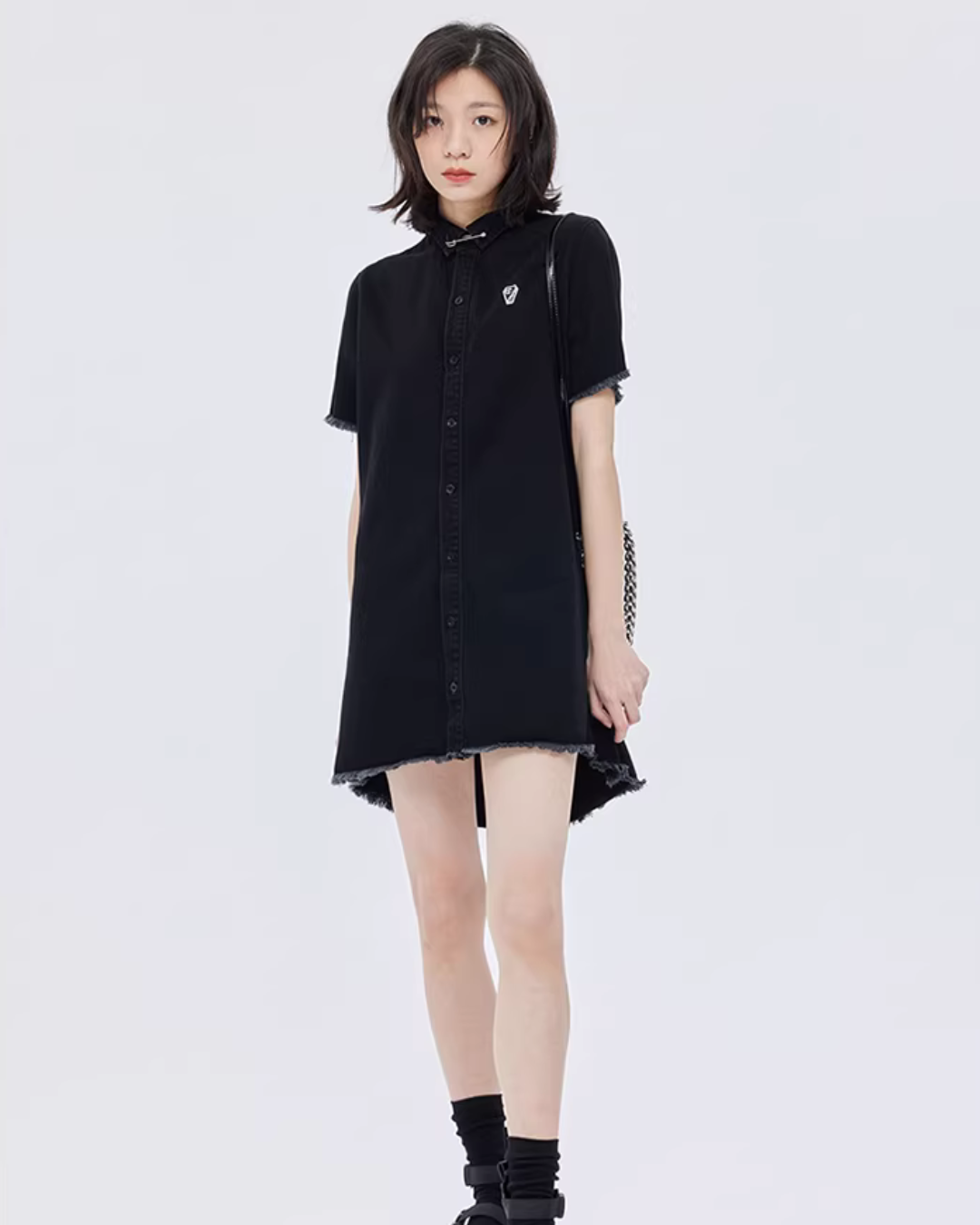Polo Collar Embroidered Shirt Dress SHN0005