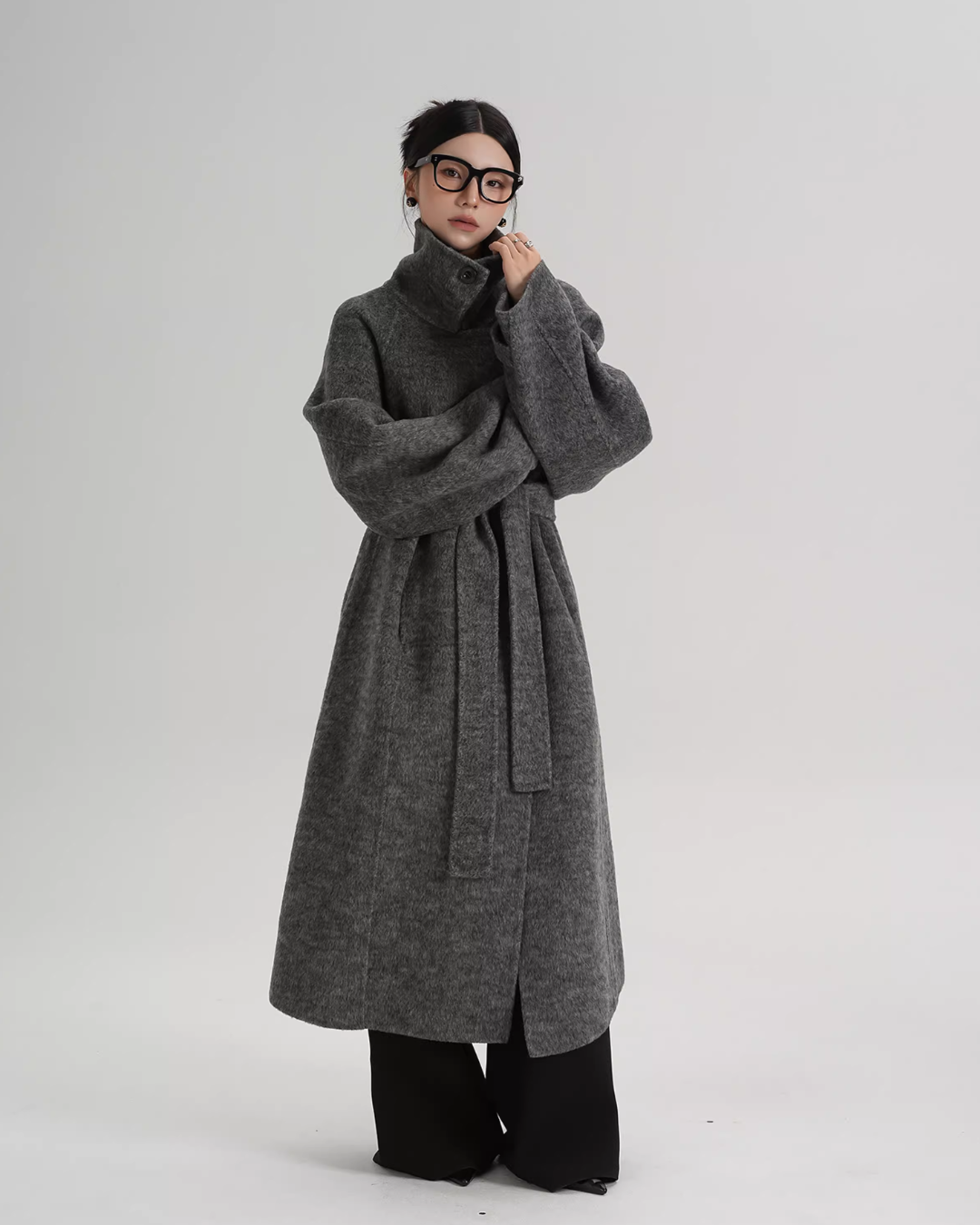 Stand Collar Long Loose Wool Coat SRS0361