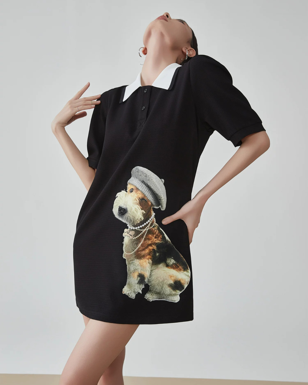 Dog Graphic Polo Dress FER0202