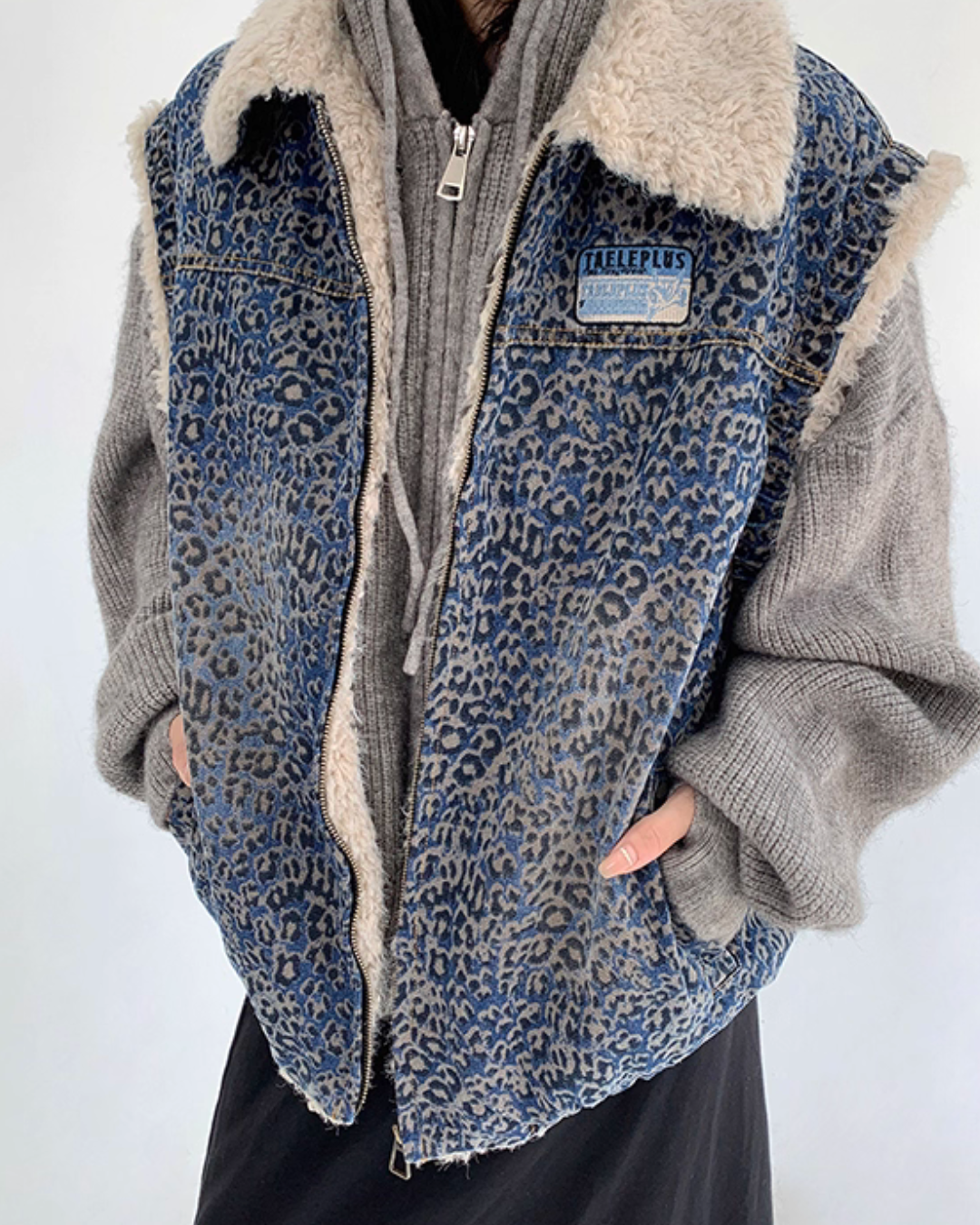 Vintage Denim Sherpa Vest YLS0998