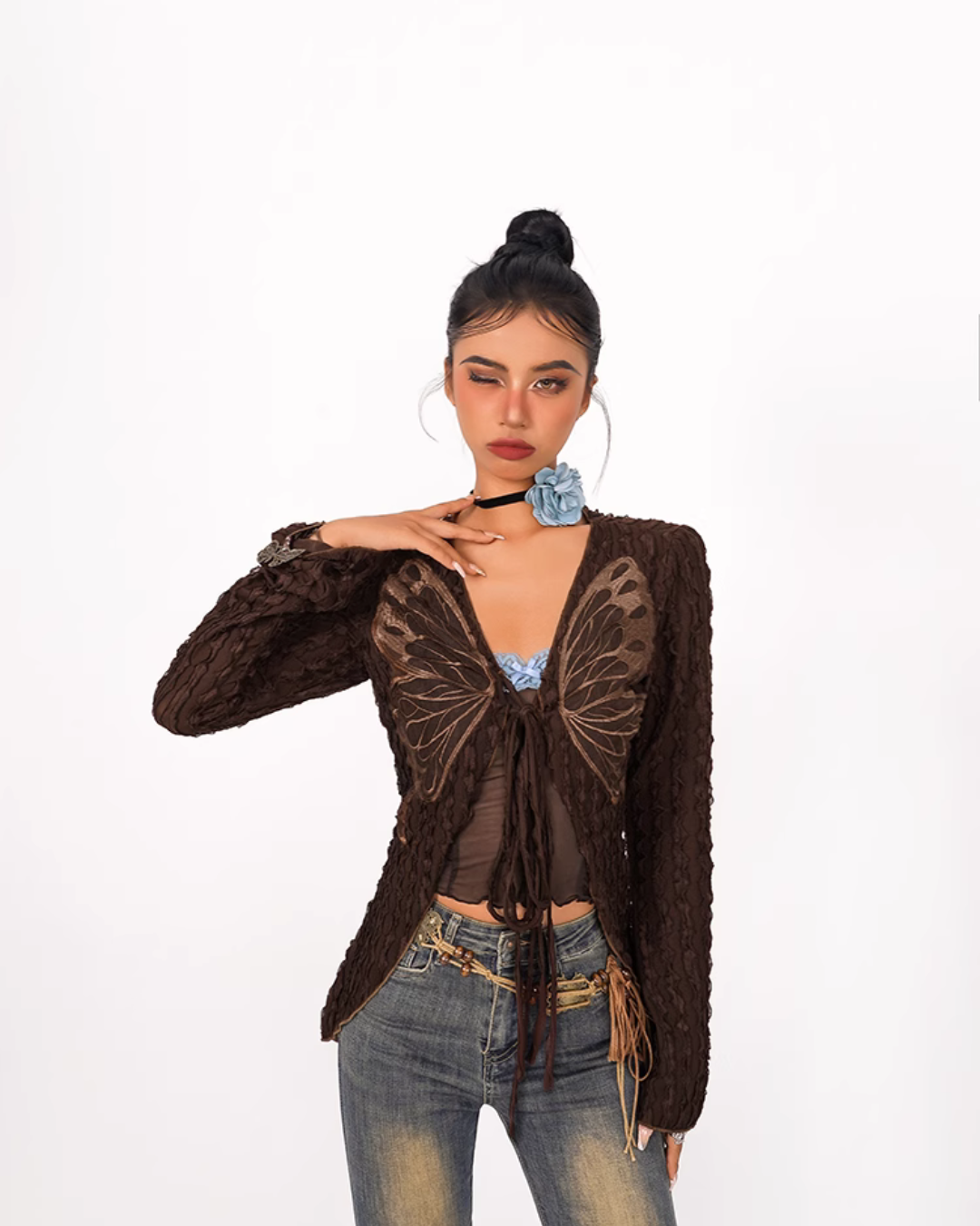 Butterfly Lace-Up Cardigan NIM0005