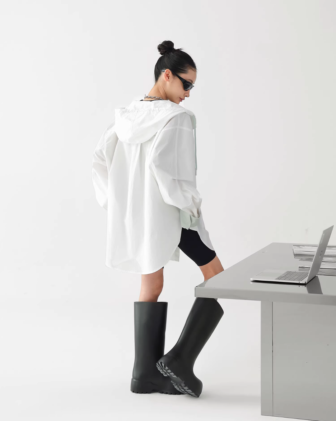 Stripe Hooded Shirt ACS0363