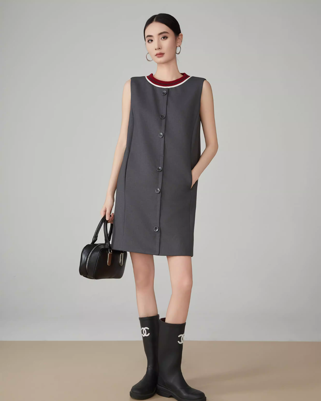 Collar Sleeveless Mid-Length Dress FER0083