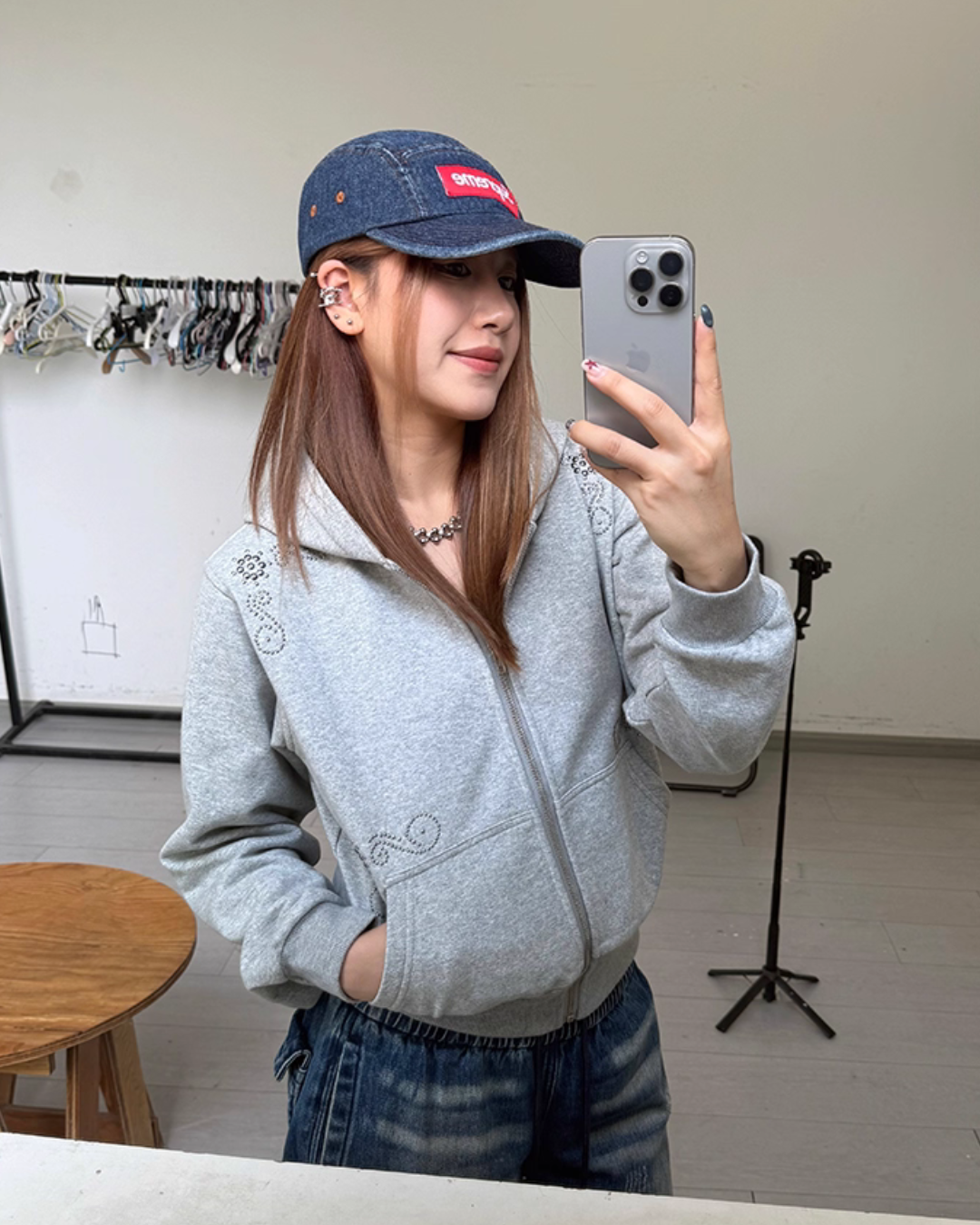 Studded Zip Up Hoodie CYE0036