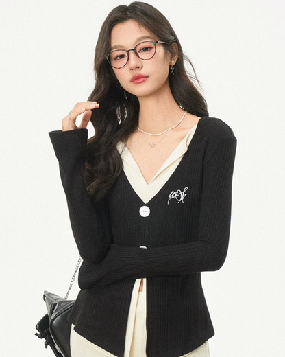 V-Neck Slim Layered Knit / Mermaid Skirt WEO0012