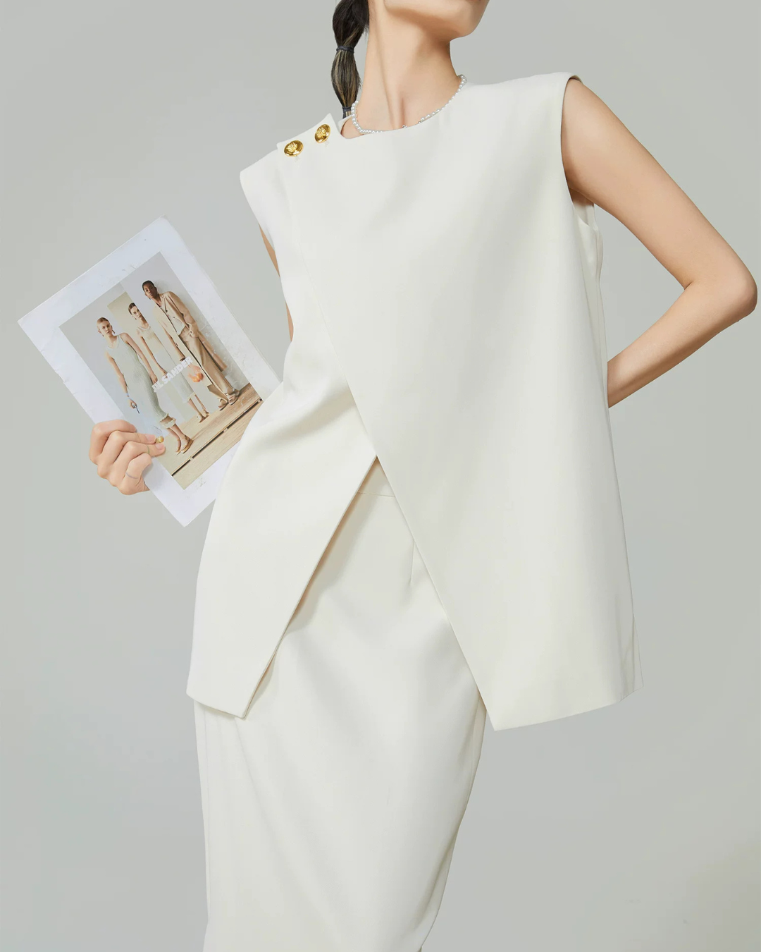 Front Layered Vest / Straight Long Skirt FER0271