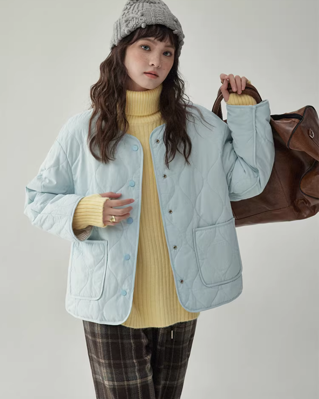 Wave Quilting Collarless Jacket AMU0045
