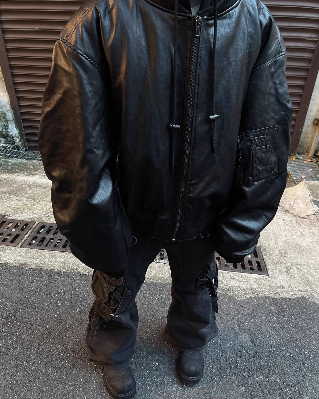 Hood Leather Cotton Jacket FLG0006
