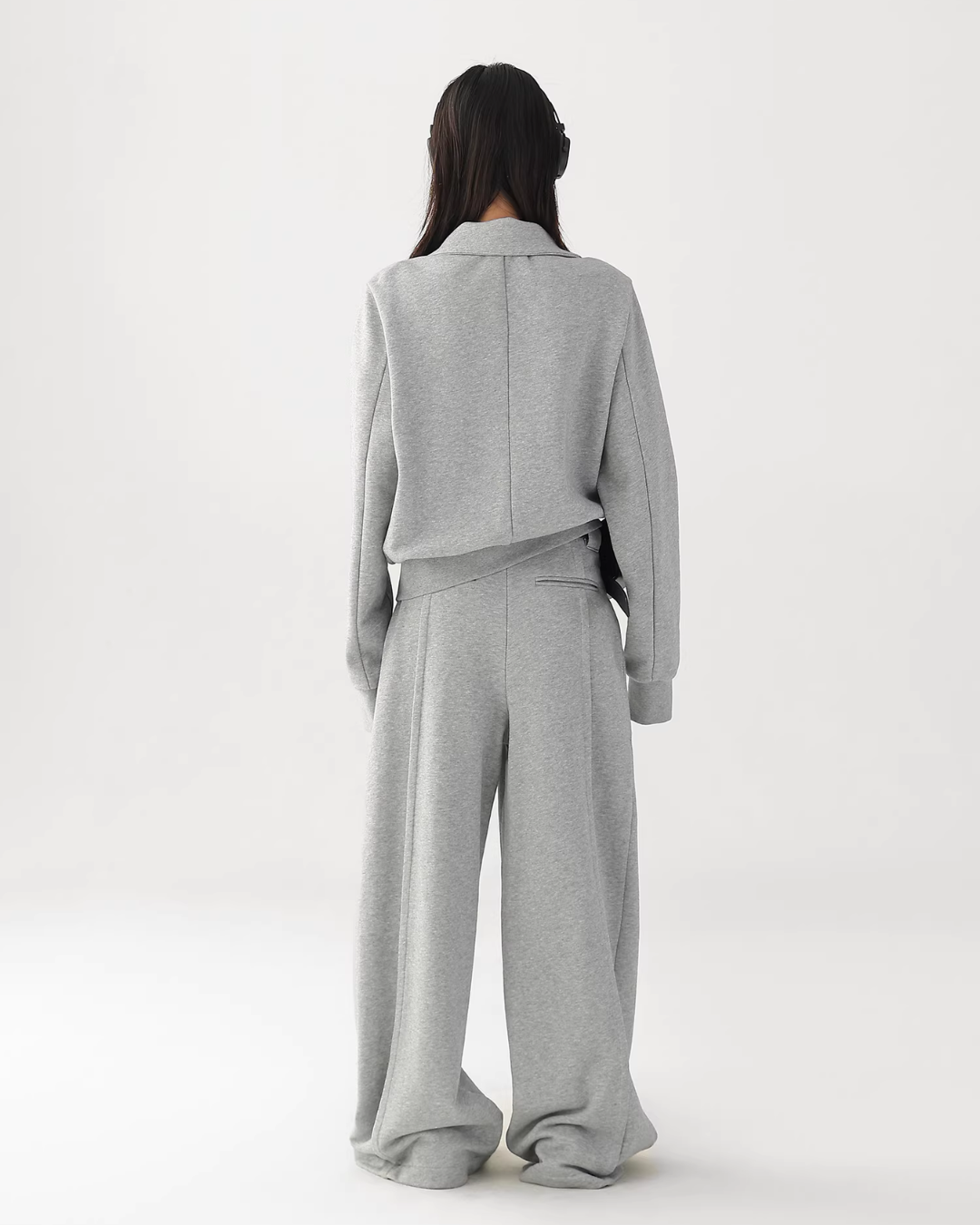 Stand Collar Cropped Jacket/Casual Wide Pants ACS0360