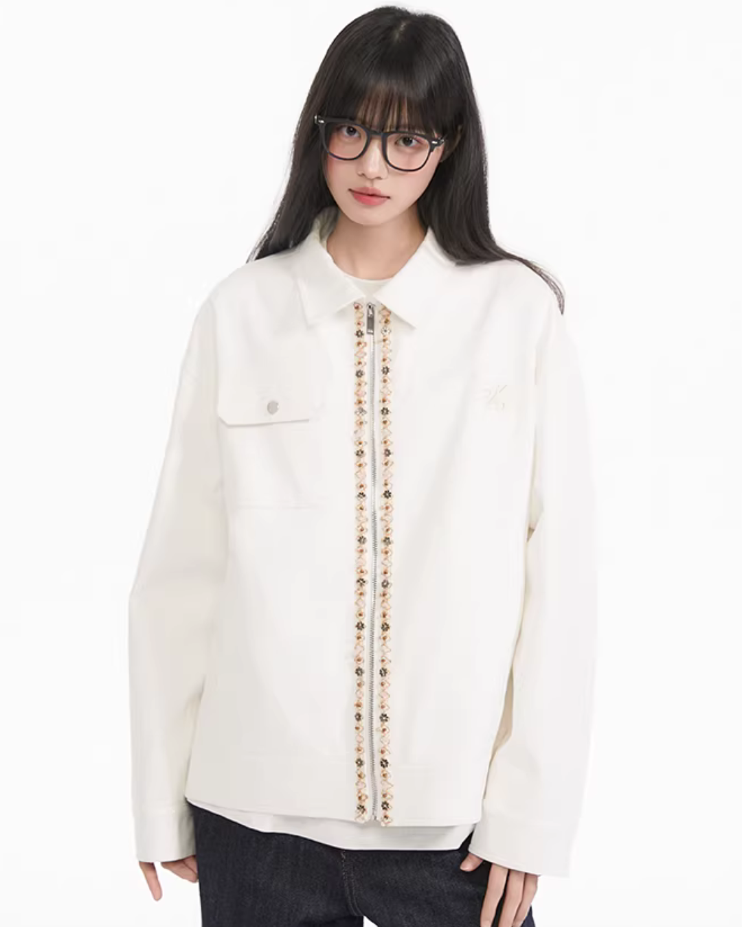 Ribbon Spliced Collar Jacket KIP0003