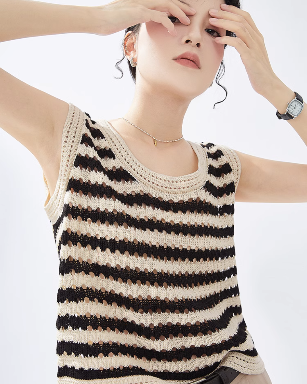 Striped Knit Tank Top GIR0002