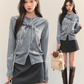Dog Embroidery Round Neck Knit Cardigan ASG0070