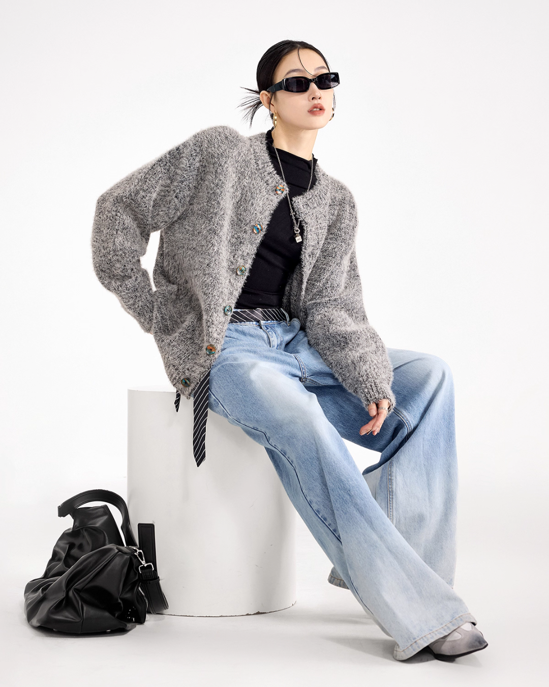 Round Neck Knit Cardigan ICM0101