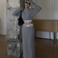 High Neck Long Sleeve Top / Mid Length Skirt ZRS0095