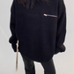 Zip Design Knit Tops YLS0705