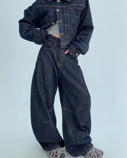 Dark Blue Wide Denim Pants YLS0904