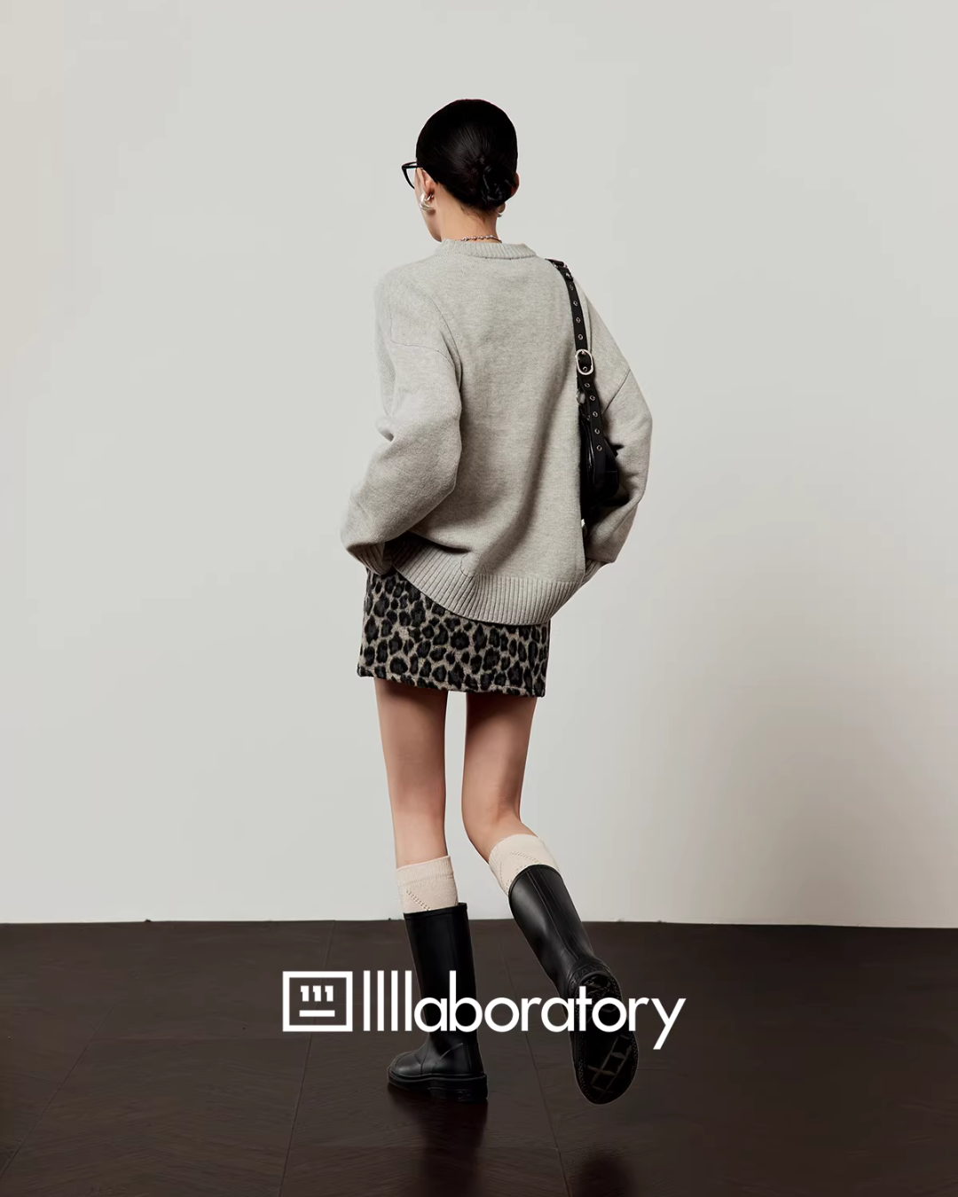 Leopard Round Neck Knit / Leopard Mini Skirt LLA0588