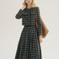 Plaid Tweed Jacket & Tweed Long Skirt SNT0010