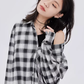 Off-Shoulder Plaid Shirt Dress SHN0049