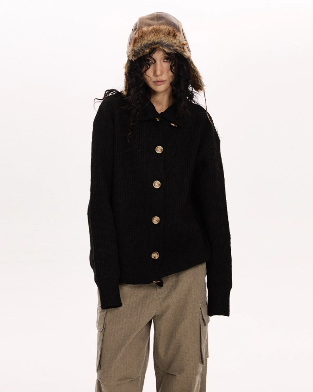 Stand Collar Knit Cardigan VAT0009