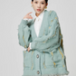 Light Green Contrast Knit Cardigan LLA0336