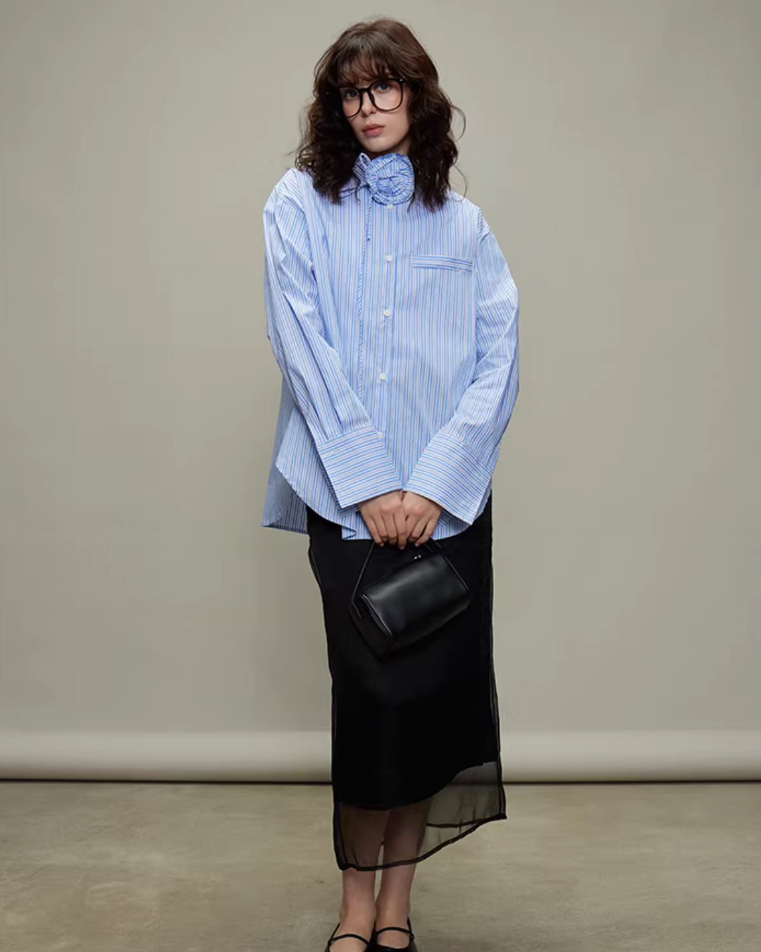 Rose Stripe Loose Shirt TEO0011