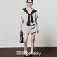 Light Gray Short Sleeve Top / Mini Skirt LLA0450