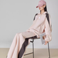 Pink Stand-Collar Sweatshirt / Loose Sweatpants FER0061