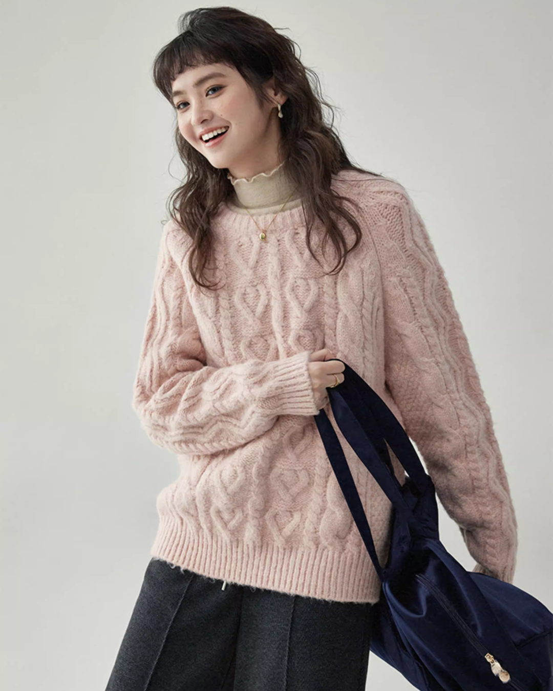 Round Neck Cable Knit Top AMU0042