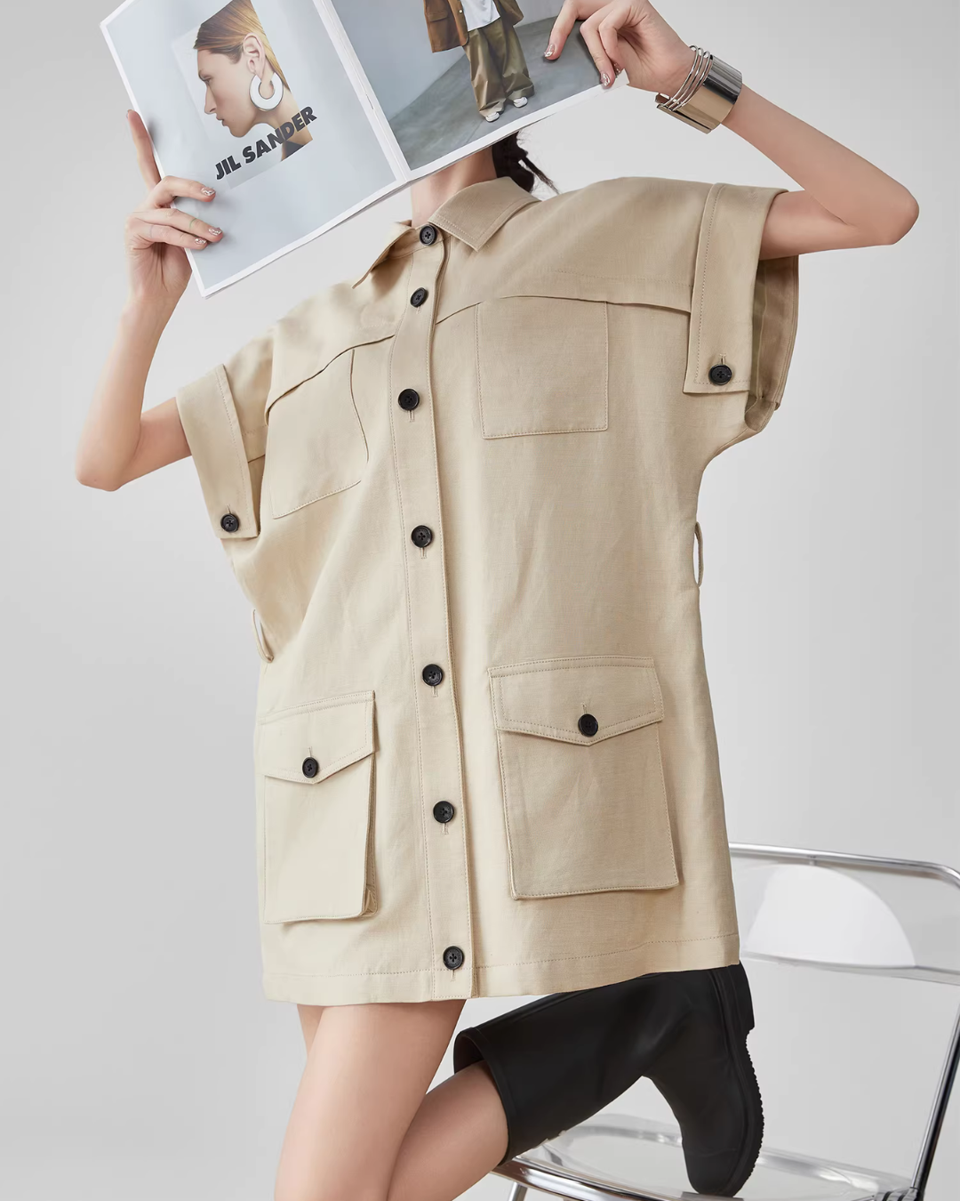 Pocket Mini Shirt Dress FER0094