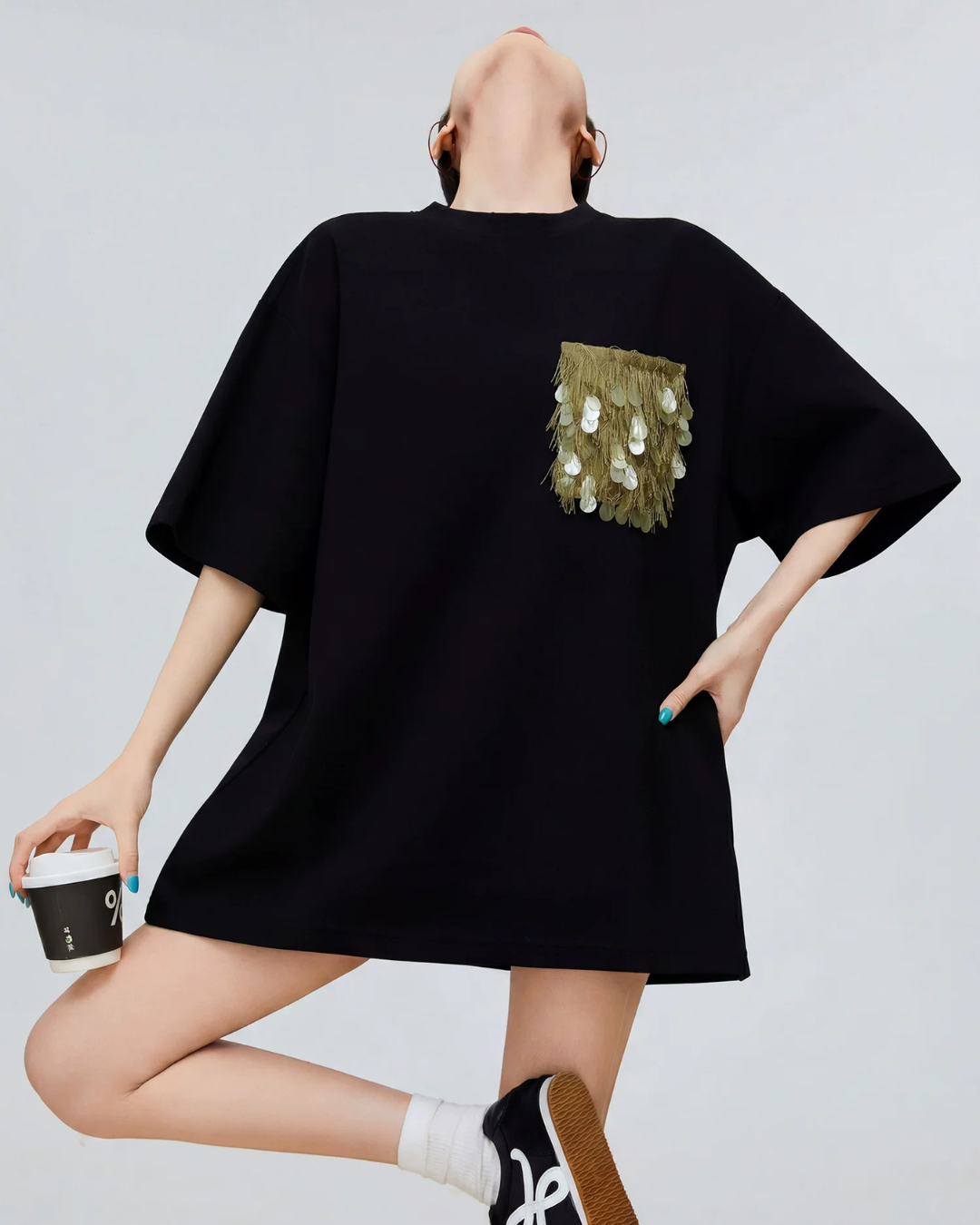 Sequin Pocket Short-Sleeve T-Shirt FER0331