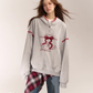 Half Button Ribbon Hood Top ASG0015