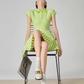 Green Striped Flare Mini Dress FER0081